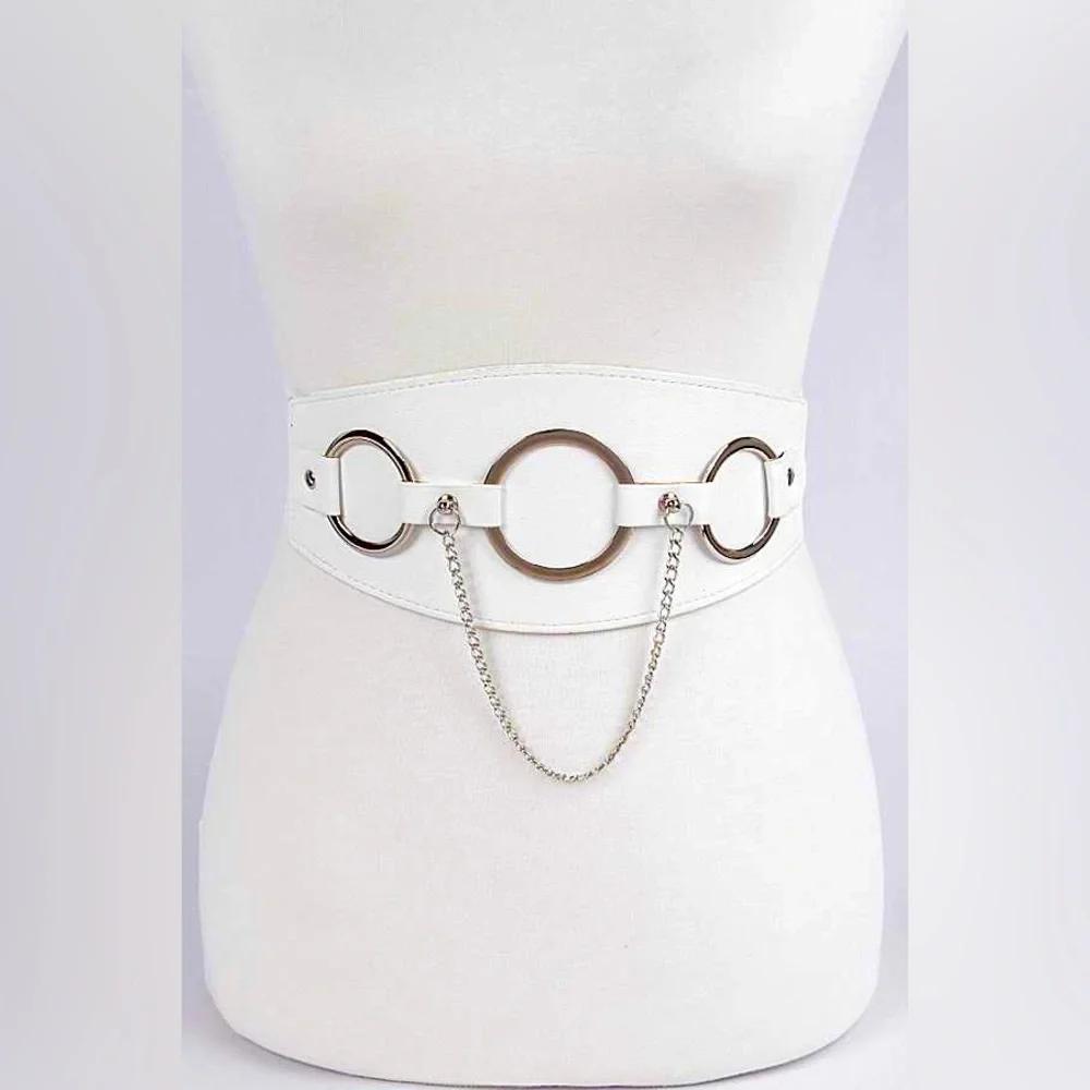 Plus Size Vegan Leather Chain Waist Statement Belt